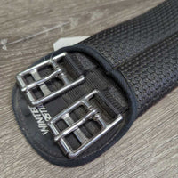 Original? Elastic Synthetic Dressage - Short Girth, D Ring *gc, clean, mnr rust, hair, film?dust & rubs, older?
