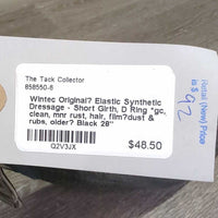 Original? Elastic Synthetic Dressage - Short Girth, D Ring *gc, clean, mnr rust, hair, film?dust & rubs, older?
