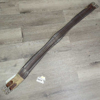 Thin Padded Leather Girth, els *fair, older, rubs, faded, frayed elastic, UNSTITCHED
