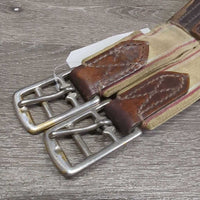 Thin Padded Leather Girth, els *fair, older, rubs, faded, frayed elastic, UNSTITCHED
