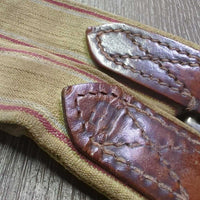 Thin Padded Leather Girth, els *fair, older, rubs, faded, frayed elastic, UNSTITCHED
