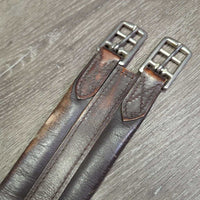 Thin Padded Leather Girth, els *fair, older, rubs, faded, frayed elastic, UNSTITCHED
