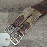 Thin Padded Leather Girth, els *fair, older, rubs, faded, frayed elastic, UNSTITCHED
