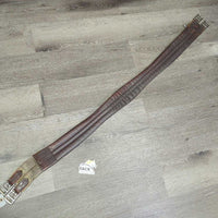 Thin Padded Leather Girth, els *fair, older, rubs, faded, frayed elastic, UNSTITCHED
