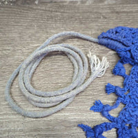 Crochet Fly Veil Ear Bonnet, string, fringe *gc, dirty, faded, hair, older
