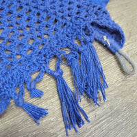 Crochet Fly Veil Ear Bonnet, string, fringe *gc, dirty, faded, hair, older
