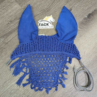 Crochet Fly Veil Ear Bonnet, string, fringe *gc, dirty, faded, hair, older
