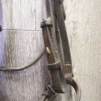 Leather Bridle, Ribbon wrapped Browband *gc/fair, older, rubs, scrapes, residue, creases
