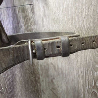 Leather Bridle, Ribbon wrapped Browband *gc/fair, older, rubs, scrapes, residue, creases
