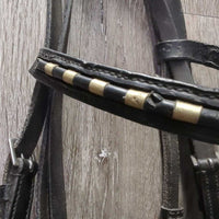 Rsd Leather Bridle *gc/fair, stiff, dry, scrapes, v.loose keepers, twists, torn edge
