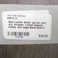 Rsd Leather Bridle *gc/fair, stiff, dry, scrapes, v.loose keepers, twists, torn edge
