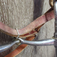 VINTAGE Leather Headstall, LS Bit, curb strap *gc, clean, mnr stains, scrapes & film, older
