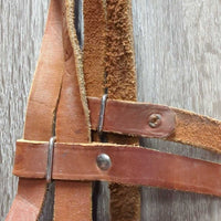 VINTAGE Leather Headstall, LS Bit, curb strap *gc, clean, mnr stains, scrapes & film, older
