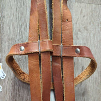 VINTAGE Leather Headstall, LS Bit, curb strap *gc, clean, mnr stains, scrapes & film, older
