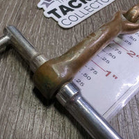 Med Copper D Ring Bit *gc/fair, clean, stains, older, chews, rough, residue, loose sides
