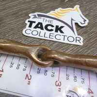 Med Copper D Ring Bit *gc/fair, clean, stains, older, chews, rough, residue, loose sides
