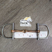 Med Copper D Ring Bit *gc/fair, clean, stains, older, chews, rough, residue, loose sides
