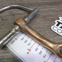 Med Copper D Ring Bit *gc/fair, clean, stains, older, chews, rough, residue, loose sides
