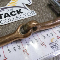 Med Copper D Ring Bit *gc/fair, clean, stains, older, chews, rough, residue, loose sides
