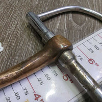 Med Copper D Ring Bit *gc/fair, clean, stains, older, chews, rough, residue, loose sides
