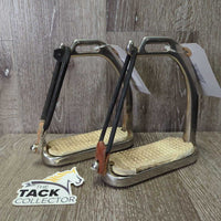 Hvy Safety Stirrup Irons, elastics, keepers, grips *gc/fair, clean, rusty, peeled, pitted, crcking elastics & grips
