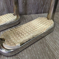 Hvy Safety Stirrup Irons, elastics, keepers, grips *gc/fair, clean, rusty, peeled, pitted, crcking elastics & grips
