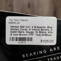 17.5" *Adj M/Black Gullet In Wintec 500 Close Contact, 2 Billet Guards, Blue Wintec Cover, 5 Gullet Bars, Gauge, 14 Shim Inserts, info & tool, HART Panels, Front & Rear Gusset Panels, Flaps: 14"L x 14"W Serial #: W 20 02 1637 - 44J 17.5
