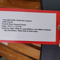 17.5" *Adj. MW/Blue Gullet In Wintec 500 Dressage Saddle, Blue Wintec Cover, 6 Velcro Blocks, Black (Med) Gullet, Info Packet & Tool, CAIR Panels, Front & Rear Gusset Panels, Flaps: 16.5"L x 12.5"W
