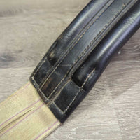 Leather Padded Girth, 1x els *fair, older, stain, faded, rubs, rusty, stretched & cracked elastic
