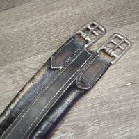Leather Padded Girth, 1x els *fair, older, stain, faded, rubs, rusty, stretched & cracked elastic
