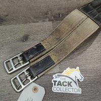 Leather Padded Girth, 1x els *fair, older, stain, faded, rubs, rusty, stretched & cracked elastic
