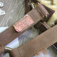 Stiff Nylon Web Lungeing Cavesson, Fleece *gc, older, rubs, stains, frayed edges, snags

