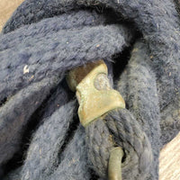 Thick Stiff Round Rope Nylon Lunge Line, Spring Snap *fair, older, v.dirty, rubs, faded, rough, hair, snags, frayed
