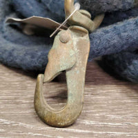 Thick Stiff Round Rope Nylon Lunge Line, Spring Snap *fair, older, v.dirty, rubs, faded, rough, hair, snags, frayed
