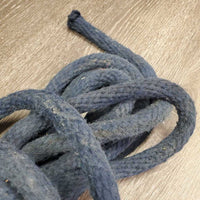Thick Stiff Round Rope Nylon Lunge Line, Spring Snap *fair, older, v.dirty, rubs, faded, rough, hair, snags, frayed
