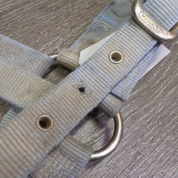 Thick Stiff Nylon Halter *gc/fair, v.dirty, v.stained, v.faded, edge rubs & frays, older
