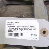 Thick Stiff Nylon Halter *gc/fair, v.dirty, v.stained, v.faded, edge rubs & frays, older
