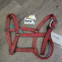 Thick Stiff Nylon Halter *gc, dirty, stains, rubs, snags, edge frays, older
