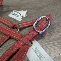 Thick Stiff Nylon Halter *gc, dirty, stains, rubs, snags, edge frays, older
