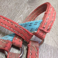Thick Stiff Nylon Halter *gc, dirty, stains, rubs, snags, edge frays, older
