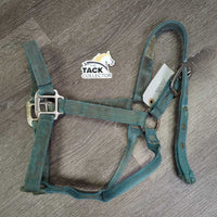 Thick Stiff Nylon Halter *fair, faded, stains, discolored, frayed holes & end, dirty
