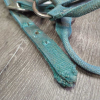 Thick Stiff Nylon Halter *fair, faded, stains, discolored, frayed holes & end, dirty
