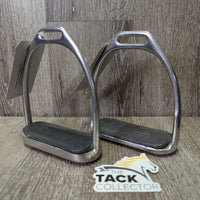 Hvy Stirrup Irons, grips *gc, clean, mnr rusty, pitted, v.rubbed/peeled grips, scratches, older
