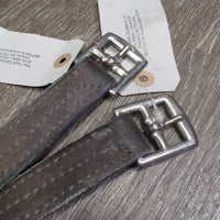 Thick Hvy Stirrup Leathers *fair, bent, dry, rubs, film, faded, xholes, stiff, rough back
