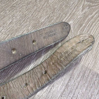 Thick Hvy Stirrup Leathers *fair, bent, dry, rubs, film, faded, xholes, stiff, rough back
