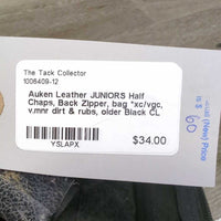 JUNIORS Half Chaps, Back Zipper, bag *xc/vgc, v.mnr dirt & rubs, older
