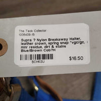 Nylon Breakaway Halter, leather crown, spring snap *vgc/gc, mnr residue, dirt & stains
