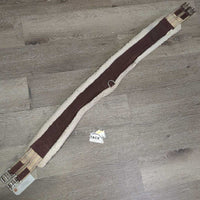 Nylon Web Fleece Girth, 2x els, D Ring *gc/fair, curled/folded edge, thin/holey corners, popped elastic, dirty, stains, rubs, hairy
