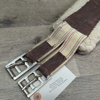 Nylon Web Fleece Girth, 2x els, D Ring *gc/fair, curled/folded edge, thin/holey corners, popped elastic, dirty, stains, rubs, hairy
