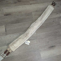 Nylon Web Fleece Girth, 2x els, D Ring *gc/fair, curled/folded edge, thin/holey corners, popped elastic, dirty, stains, rubs, hairy
